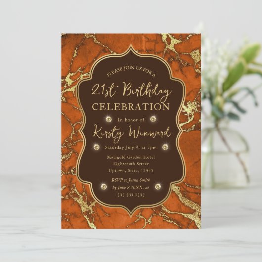 Sinaasappel en Gouden Herfst Herfst Marmer 21e Ver Kaart (Staand voorkant)