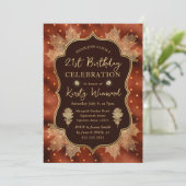 Sinaasappel en gouden herfstbladeren 21e geboorted kaart (Staand voorkant)