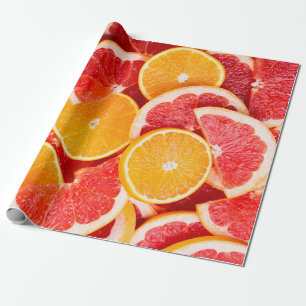 Sinaasappel- en grapefruitachtergrond, vers, rijp cadeaupapier