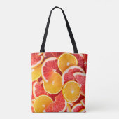 Sinaasappel- en grapefruitachtergrond, vers, rijp tote bag (Achterkant)
