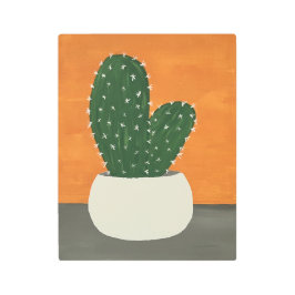 Sinaasappel en grijs Acryl Potted Cactus