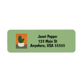 Sinaasappel en grijs Acryl Potted Cactus Adres Etiket