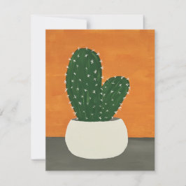 Sinaasappel en grijs Acryl Potted Cactus Blank Notitiekaartje