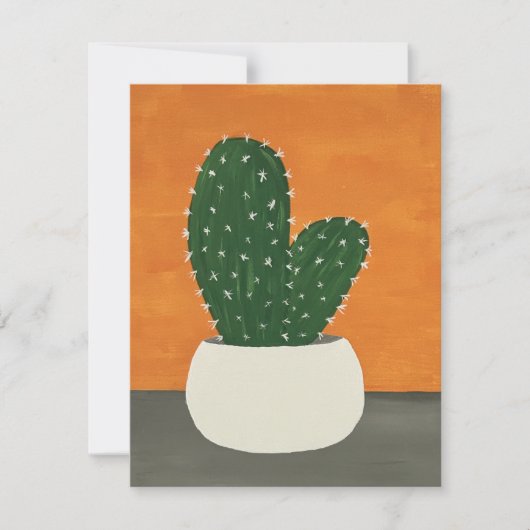 Sinaasappel en grijs Acryl Potted Cactus Blank Notitiekaartje (Voorkant)