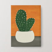 Sinaasappel en grijs Acryl Potted Cactus Button (Voorkant)