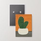 Sinaasappel en grijs Acryl Potted Cactus Button (Voorkant / Achterkant)