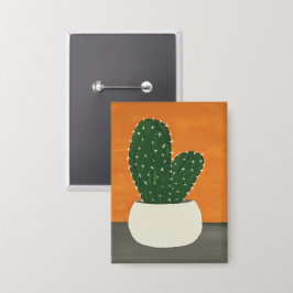 Sinaasappel en grijs Acryl Potted Cactus Button