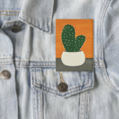 Sinaasappel en grijs Acryl Potted Cactus Button (Insitu)