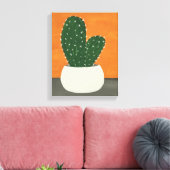 Sinaasappel en grijs Acryl Potted Cactus Canvas Afdruk (Insitu (Woonkamer))