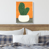 Sinaasappel en grijs Acryl Potted Cactus Canvas Afdruk (Insitu (Slaapkamer))
