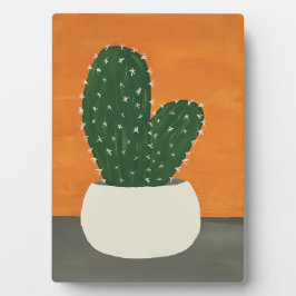 Sinaasappel en grijs Acryl Potted Cactus Fotoplaat
