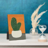 Sinaasappel en grijs Acryl Potted Cactus Fotoplaat (Zijkant)