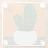 Sinaasappel en grijs Acryl Potted Cactus Glazen Onderzetter (Achterkant)