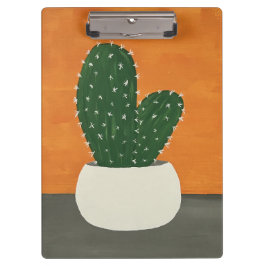 Sinaasappel en grijs Acryl Potted Cactus Klembord