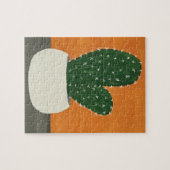 Sinaasappel en grijs Acryl Potted Cactus Legpuzzel (Horizontaal)