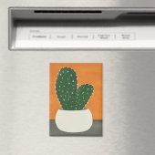 Sinaasappel en grijs Acryl Potted Cactus Magneet (Insitu (Vaatwasser))