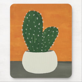Sinaasappel en grijs Acryl Potted Cactus Muismat