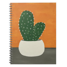 Sinaasappel en grijs Acryl Potted Cactus Notitieboek