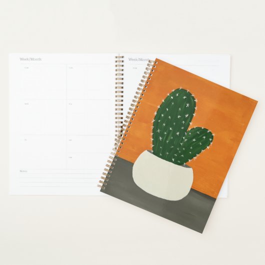 Sinaasappel en grijs Acryl Potted Cactus Planner (Display)