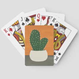 Sinaasappel en grijs Acryl Potted Cactus Pokerkaarten