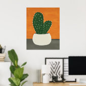 Sinaasappel en grijs Acryl Potted Cactus Poster (Thuiskantoor)