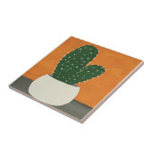 Sinaasappel en grijs Acryl Potted Cactus Tegeltje (Zijkant)