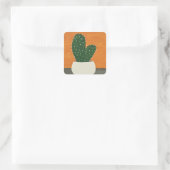 Sinaasappel en grijs Acryl Potted Cactus Vierkante Sticker (Tas)