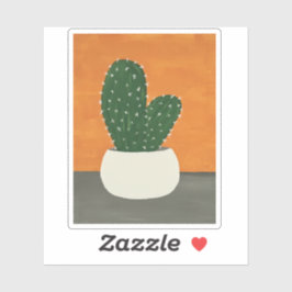 Sinaasappel en grijs Acryl Potted Cactus Vinyl Sticker