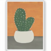 Sinaasappel en grijs Acryl Potted Cactus Vinyl Sticker (Voorkant)