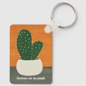 Sinaasappel en grijs Acryl Potted Cactus w/text Sleutelhanger (Achterkant)