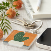 Sinaasappel en grijs Acryl Potten Cactus Acryl Sleutelhanger (Voorkant Rechts)