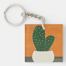 Sinaasappel en grijs Acryl Potten Cactus Acryl Sleutelhanger
