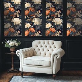 Sinaasappel en Grijs Chinoiserie Style Bloemen Beh Behang