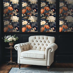 Sinaasappel en Grijs Chinoiserie Style Bloemen Beh Behang