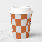 Sinaasappel en grijs geruite papieren beker (Rechts)