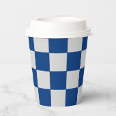 Sinaasappel en grijs geruite papieren beker (Achterkant)