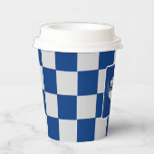 Sinaasappel en grijs geruite papieren beker (Rechts)