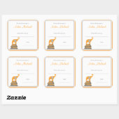 Sinaasappel en Grijs Olifant Baby shower Boek Bord Vierkante Sticker (Vel)