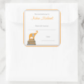 Sinaasappel en Grijs Olifant Baby shower Boek Bord Vierkante Sticker (Tas)