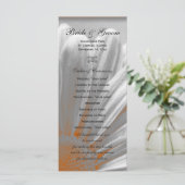 Sinaasappel en grijze Floral Highlights Wedding Pr Programmakaart (Staand voorkant)