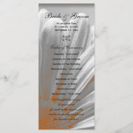 Sinaasappel en grijze Floral Highlights Wedding Pr Programmakaart