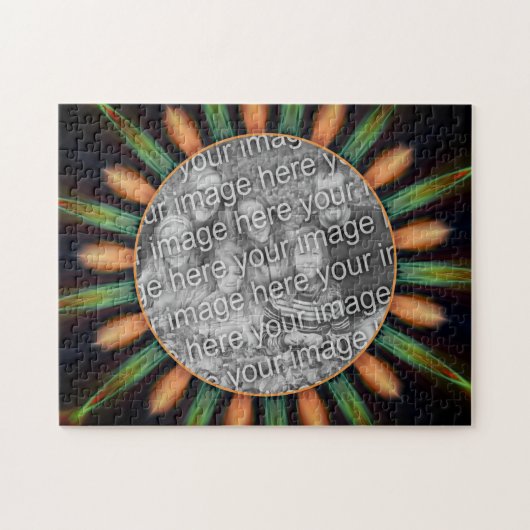 Sinaasappel en groen Abstract Lijst Uw foto toevoe Legpuzzel (Horizontaal)