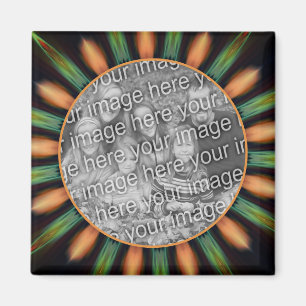 Sinaasappel en groen Abstract Lijst Uw foto toevoe Magneet