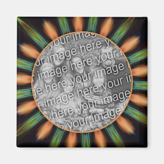 Sinaasappel en groen Abstract Lijst Uw foto toevoe Magneet (Voorkant)