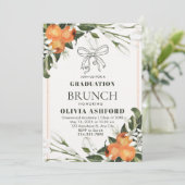 Sinaasappel en Groen Elegant Brunch afstuderen Kaart (Staand voorkant)