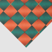 Sinaasappel en groen glanzend schaakbord tissuepapier (Detail)