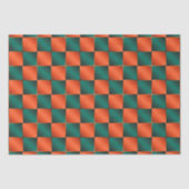 Sinaasappel en groen glanzend schaakbord tissuepapier (Voorkant)