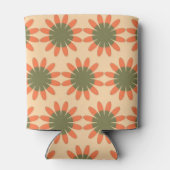 Sinaasappel en Groen Retro Bloempatroon Blikjeskoeler (Achterkant)