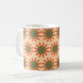 Sinaasappel en Groen Retro Bloempatroon Koffiemok (Voorkant links)