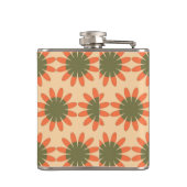 Sinaasappel en groen retro bloempatroon monogram heupfles (Achterkant)